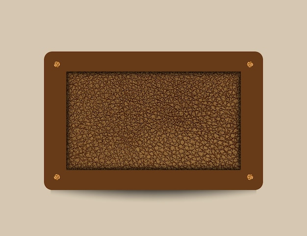 Plantilla de tarjeta marrón vectorial con fondo de cuero