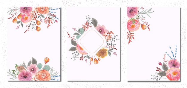 Plantilla de tarjeta multipropósito con hermosa acuarela floral
