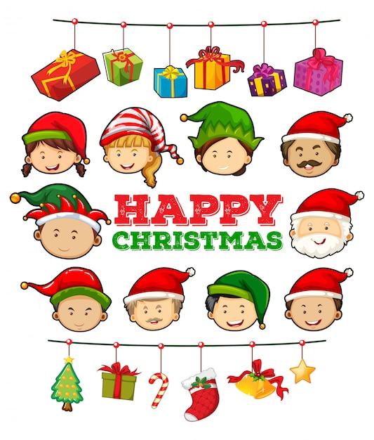 Plantilla de tarjeta de Navidad con adornos