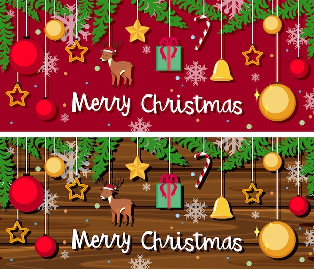 Plantilla de tarjeta de Navidad con muchos ornamentos