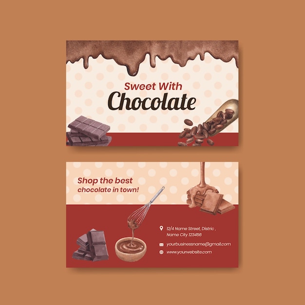 Vector plantilla de tarjeta de nombre con el concepto del día mundial del chocolate
