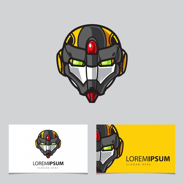 Plantilla de tarjeta de nombre de logotipo de mascota robot simple