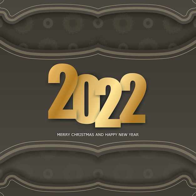 Plantilla de tarjeta postal 2022 Feliz año nuevo color marrón con adorno de luz de invierno