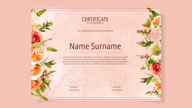 Plantilla de tarjeta de premio de certificado
