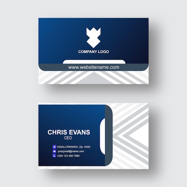 Plantilla de tarjeta de presentación editable en azul y blanco
