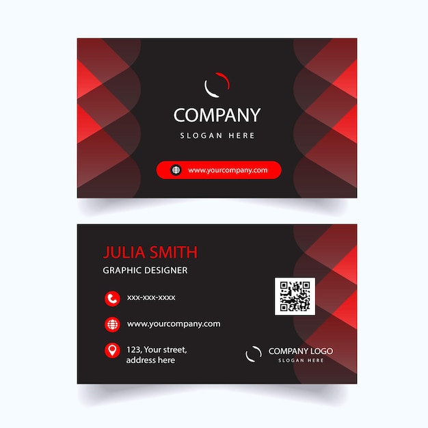 Plantilla de tarjeta de presentación en rojo y negro