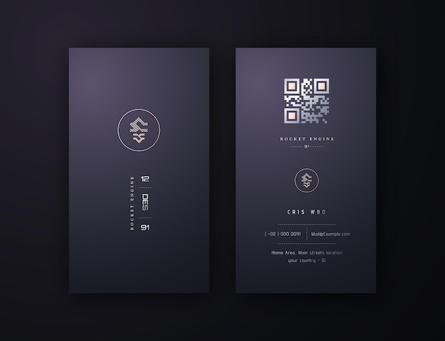Plantilla de tarjeta de presentación vertical Masculine Mastery Tarjeta de presentación púrpura un profesional con código qr