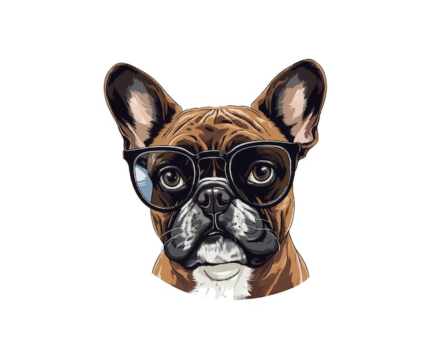 plantilla de tarjeta con retrato de un bulldog francés Diseño de ilustración vectorial