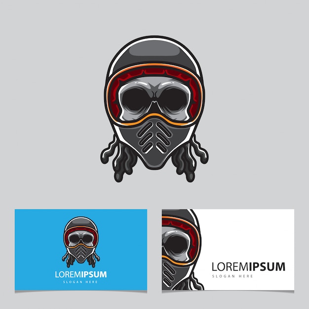 Plantilla de tarjeta Skull Helmet Motor Club