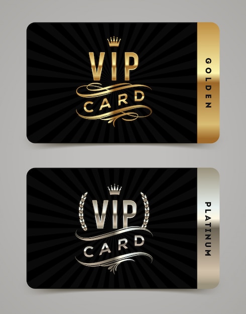 Plantilla de tarjeta vip dorada y platino