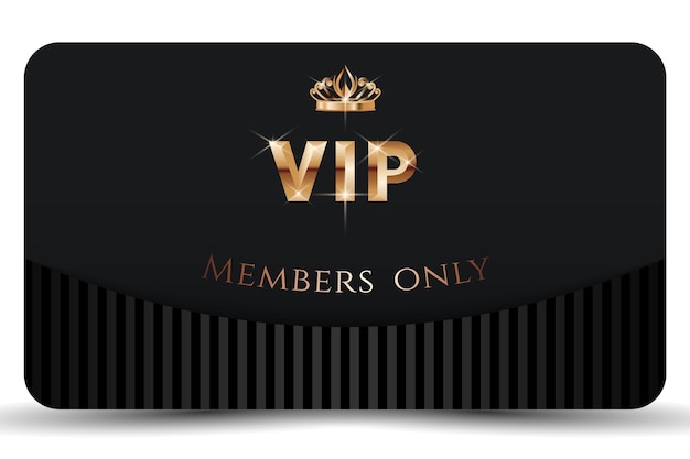 Plantilla de tarjeta VIP dorada Tarjeta de visita de lujo solo para miembros Royal 3d text golden crown Vector