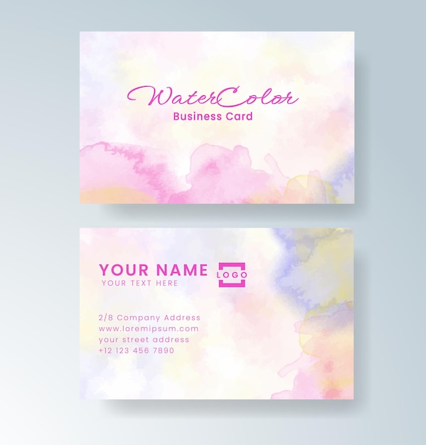 plantilla de tarjeta de visita de acuarela con colores pastel