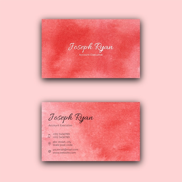 Plantilla de tarjeta de visita de acuarela roja