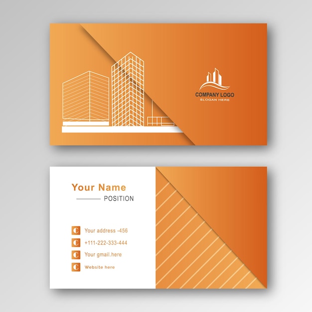 plantilla de tarjeta de visita arquitectónica elegante con gradiente naranja