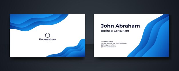 Vector plantilla de tarjeta de visita azul con concepto corporativo moderno. tarjeta de presentación elegante creativa y diseño de tarjeta de visita.