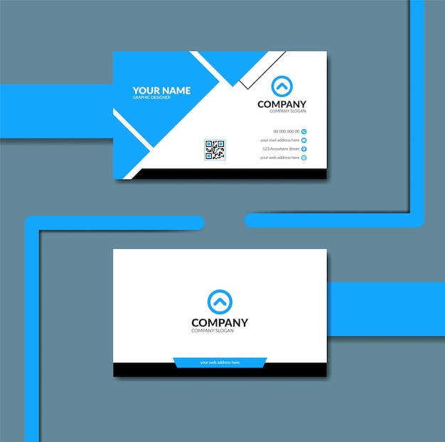 Plantilla de tarjeta de visita azul moderna corporativa diseño de tarjeta de visita limpia simple