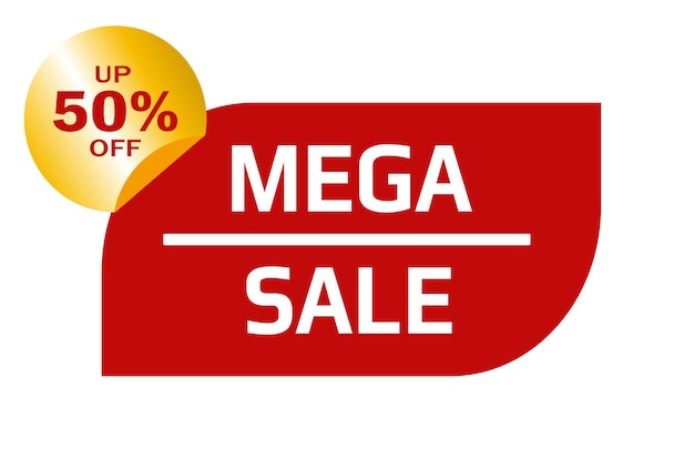 Plantilla de tarjeta de visita de banner web abstracto MEGA VENTA 50 POR CIENTO Ilustración vectorial