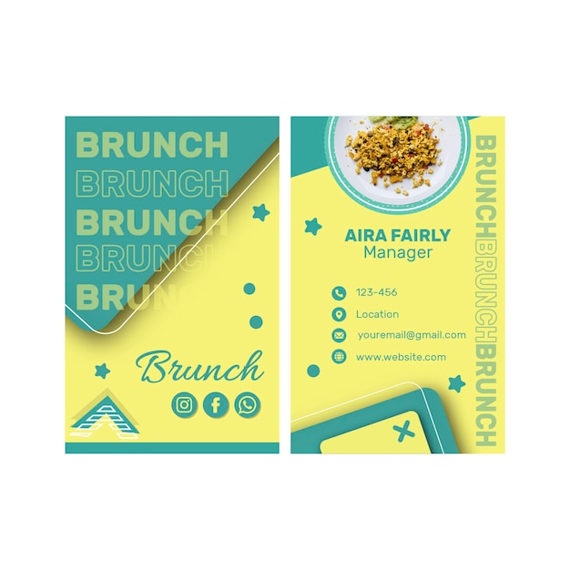 Vector plantilla de tarjeta de visita de brunch