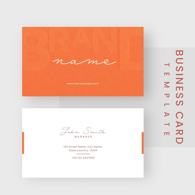 plantilla de tarjeta de visita de color naranja y blanco para publicación
