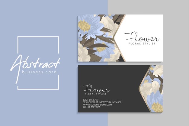 Plantilla de tarjeta de visita con coloridas flores