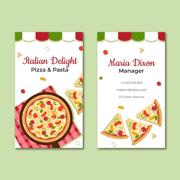 Plantilla de tarjeta de visita de comida italiana