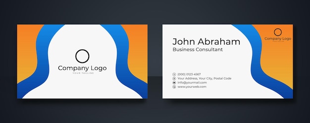 Plantilla de tarjeta de visita de concepto corporativo moderno con degradado de color azul y naranja. Tarjeta de presentación elegante creativa y diseño de tarjeta de visita.