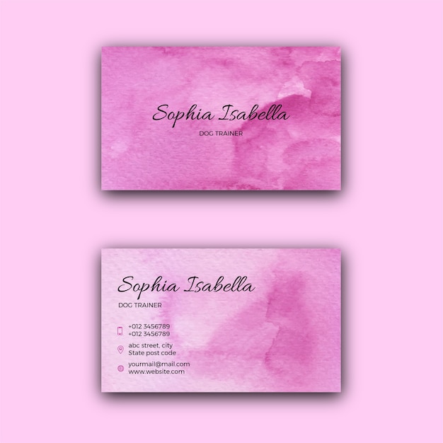Plantilla de tarjeta de visita corporativa de acuarela magenta