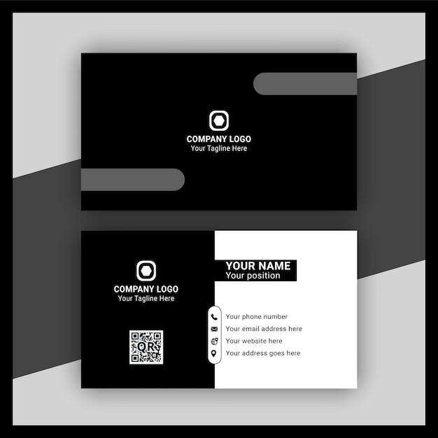 Plantilla de tarjeta de visita corporativa en blanco y negro