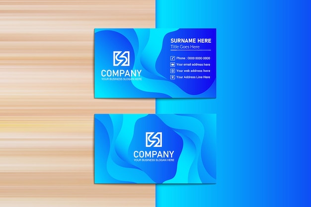 Plantilla de tarjeta de visita corporativa creativa con degradado azul