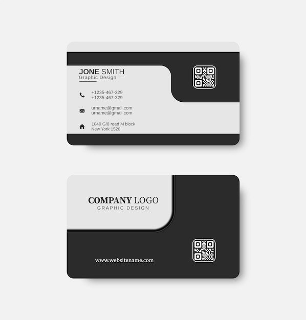 plantilla de tarjeta de visita creativa en blanco y negro