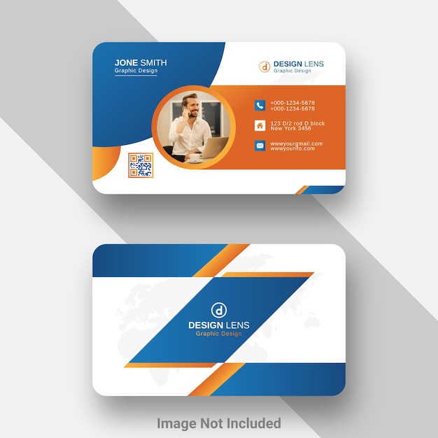 Plantilla de tarjeta de visita creativa de estilo degradado naranja y azul