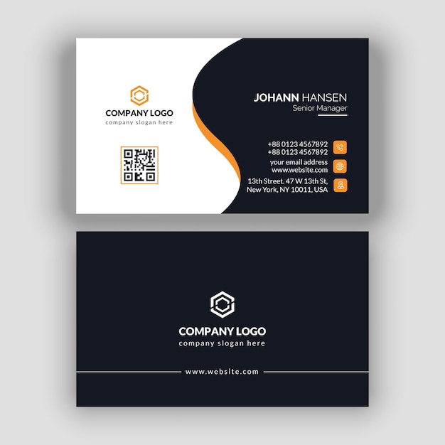 plantilla de tarjeta de visita creativa y limpia de dos caras