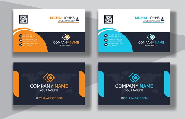 Plantilla de tarjeta de visita creativa profesional de diseño de tarjeta de visita moderna de estilo limpio corporativo