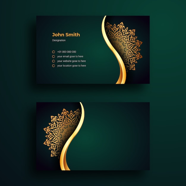 Plantilla de tarjeta de visita con diseño de lujo arabesque mandala