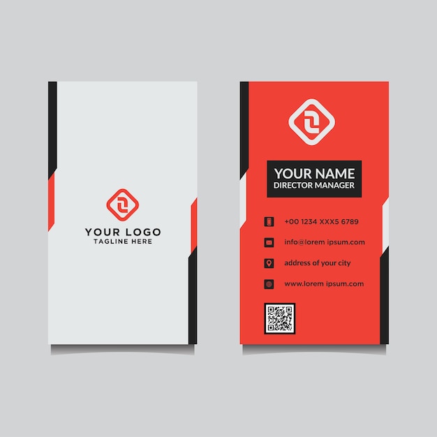 Plantilla de tarjeta de visita de diseño vectorial moderno, creativo y limpio. Plantilla vertical