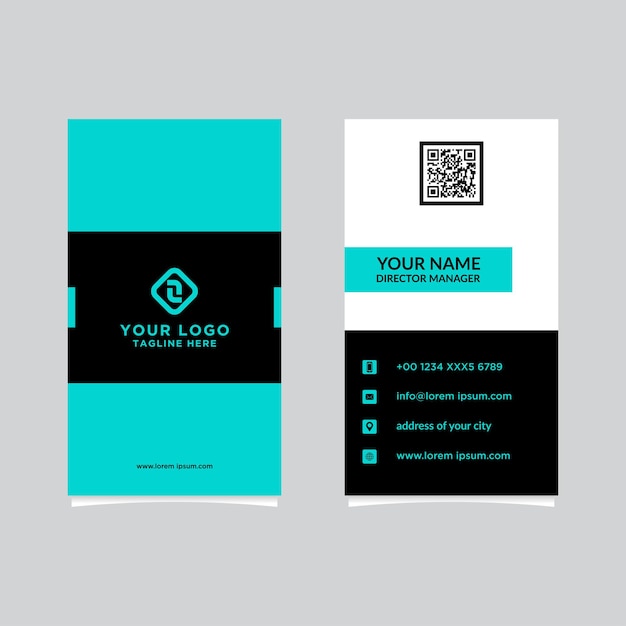 Plantilla de tarjeta de visita de diseño vectorial moderno, creativo y limpio. Plantilla vertical