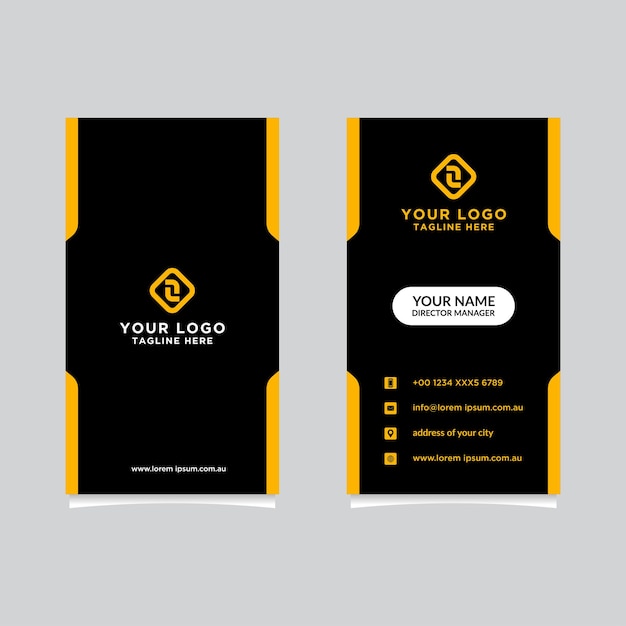 Plantilla de tarjeta de visita de diseño vectorial moderno, creativo y limpio. Plantilla vertical