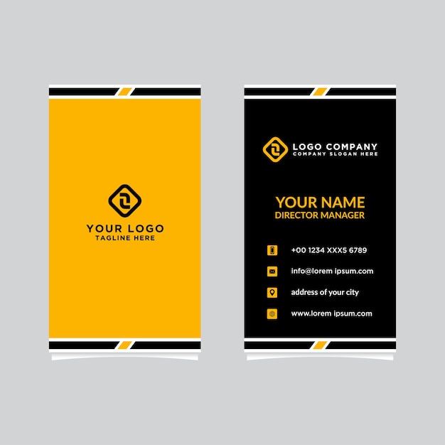 Plantilla de tarjeta de visita de diseño vectorial moderno, creativo y limpio. Plantilla vertical
