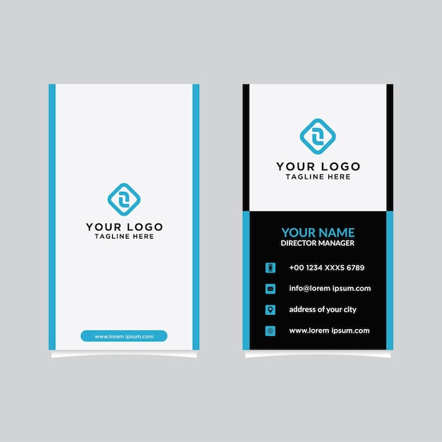 Plantilla de tarjeta de visita de diseño vectorial moderno, creativo y limpio. Plantilla vertical