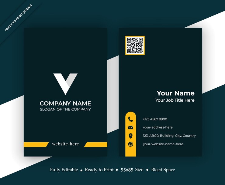 Plantilla de tarjeta de visita de doble cara creativa y limpia abstracta