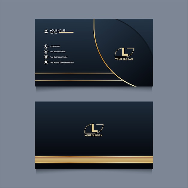 Vector plantilla de tarjeta de visita elegante con estilo dorado.