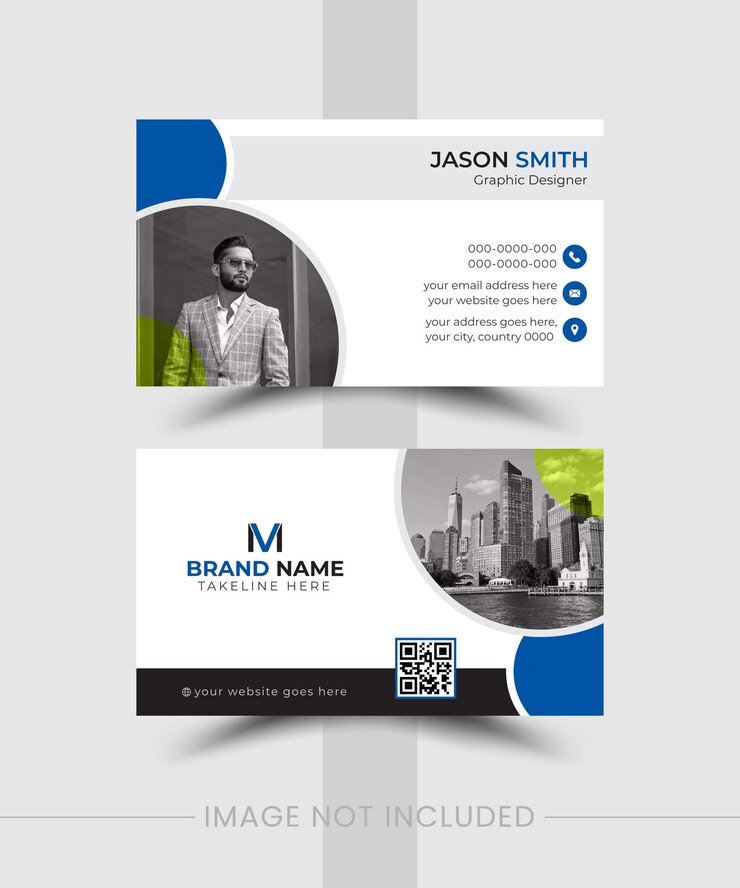 plantilla de tarjeta de visita en elegante minimalista negro blanco y azul