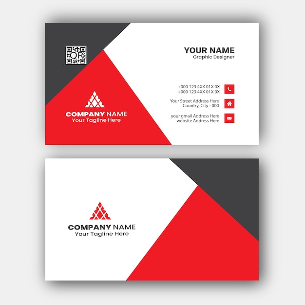 Plantilla de tarjeta de visita de empresa elegante roja