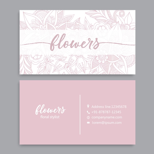 Plantilla de tarjeta de visita con flores de acuarela