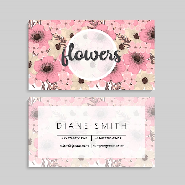Plantilla de tarjeta de visita con flores de colores