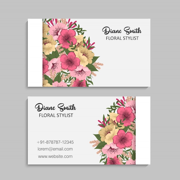Plantilla de tarjeta de visita con flores de colores