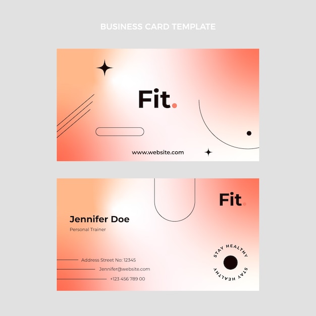 Plantilla de tarjeta de visita horizontal de fitness degradado