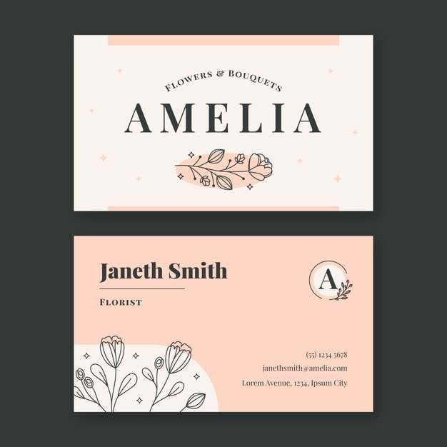 Plantilla de tarjeta de visita horizontal de floristería