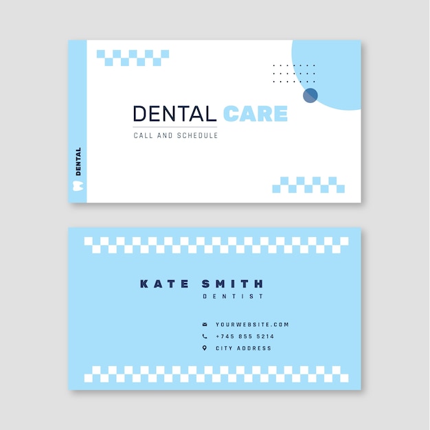 Plantilla de tarjeta de visita horizontal plana para negocio de clínica dental