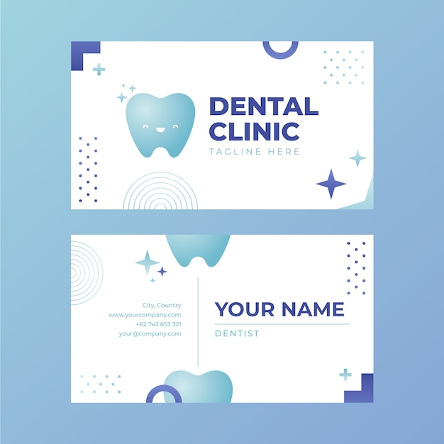 Vector plantilla de tarjeta de visita horizontal realista para negocio de clínica dental